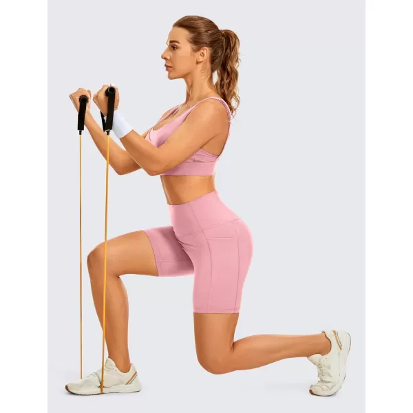 CRZ YOGA Womens Naked Feeling Biker Shorts  4 5 6 8 High Waisted Yoga Gym Spandex Shorts Side PocketsThe Heartbeat Powder