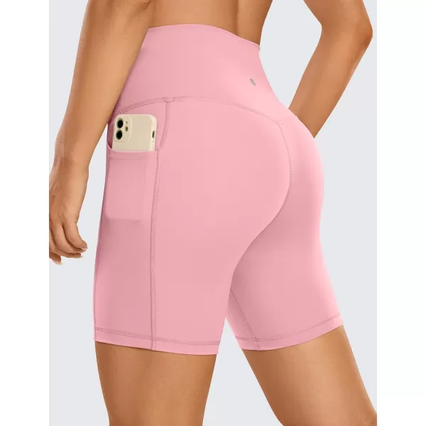CRZ YOGA Womens Naked Feeling Biker Shorts  4 5 6 8 High Waisted Yoga Gym Spandex Shorts Side PocketsThe Heartbeat Powder