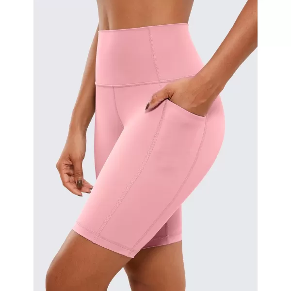 CRZ YOGA Womens Naked Feeling Biker Shorts  4 5 6 8 High Waisted Yoga Gym Spandex Shorts Side PocketsThe Heartbeat Powder