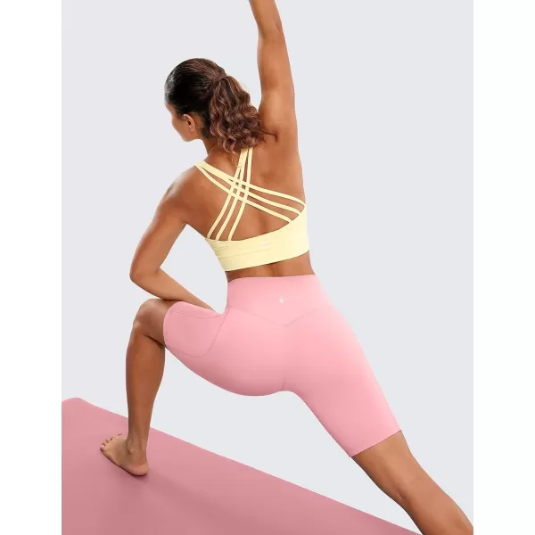 CRZ YOGA Womens Naked Feeling Biker Shorts  4 5 6 8 High Waisted Yoga Gym Spandex Shorts Side PocketsThe Heartbeat Powder