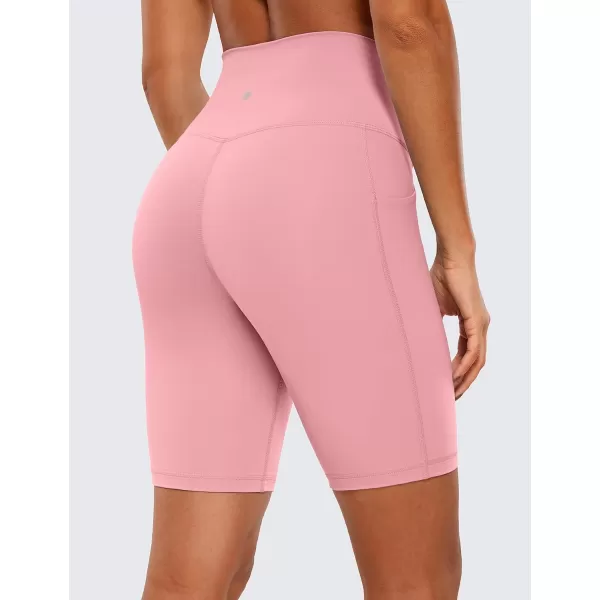 CRZ YOGA Womens Naked Feeling Biker Shorts  4 5 6 8 High Waisted Yoga Gym Spandex Shorts Side PocketsThe Heartbeat Powder