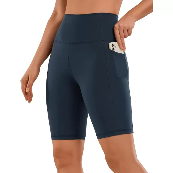 CRZ YOGA Womens Naked Feeling Biker Shorts  4 5 6 8 High Waisted Yoga Gym Spandex Shorts Side PocketsTrue Navy