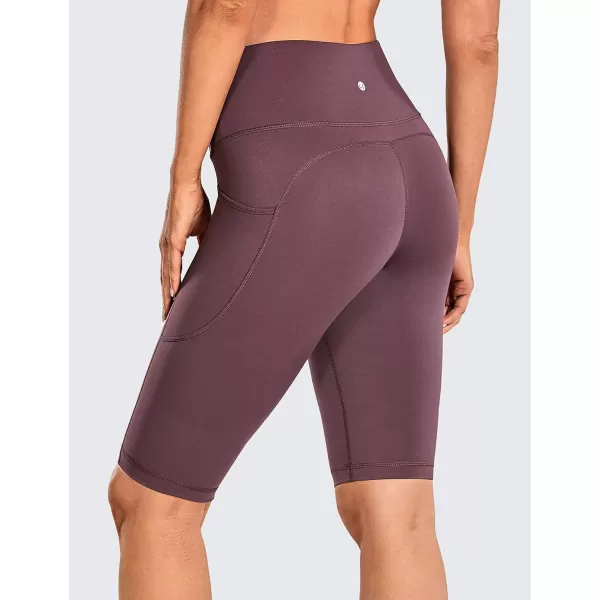 CRZ YOGA Womens Naked Feeling Long Biker Shorts  10 High Waisted Workout Gym Running Spandex Shorts Side PocketsArctic Plum