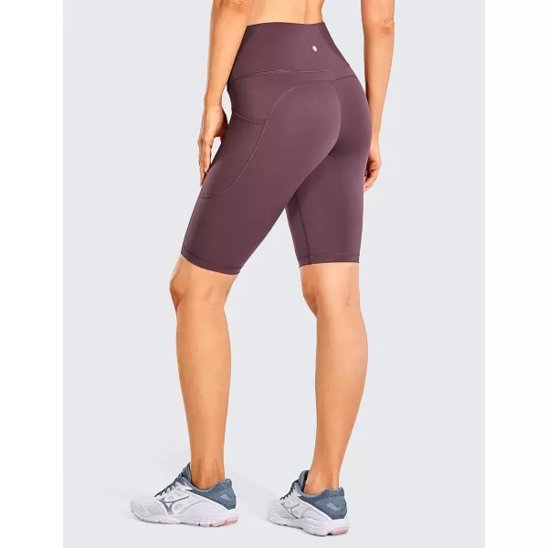 CRZ YOGA Womens Naked Feeling Long Biker Shorts  10 High Waisted Workout Gym Running Spandex Shorts Side PocketsArctic Plum