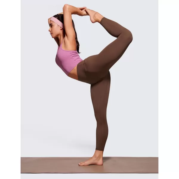 CRZ YOGA Womens Naked Feeling Workout 78 Yoga Leggings  25 Inches High Waist Tight PantsCoffee Brown