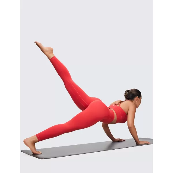 CRZ YOGA Womens Naked Feeling Workout 78 Yoga Leggings  25 Inches High Waist Tight PantsCrimson