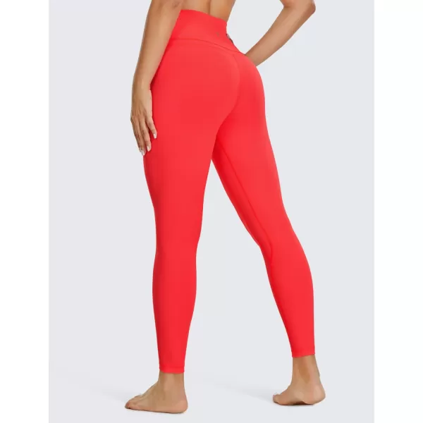 CRZ YOGA Womens Naked Feeling Workout 78 Yoga Leggings  25 Inches High Waist Tight PantsDeep Red