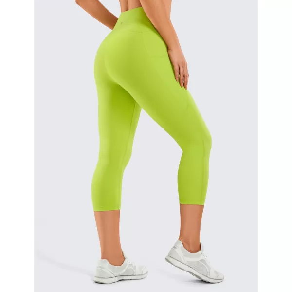 CRZ YOGA Womens Naked Feeling Workout Capris Leggings 21 Inches  High Waisted Gym Tummy Control Yoga Pants with Pockets21 inches Chartreuse