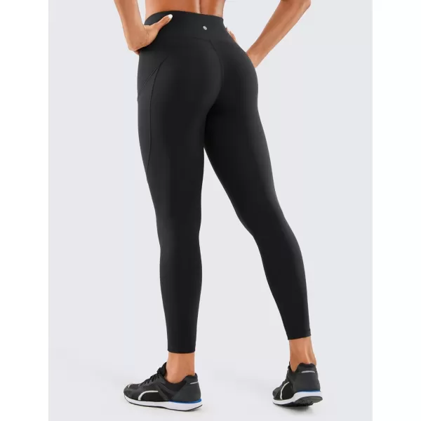 CRZ YOGA Womens Naked Feeling Workout Leggings 25 Inches  High Waisted Yoga Pants with Side Pockets Athletic Running TightsBlack