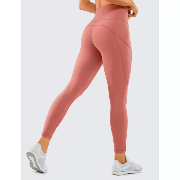 CRZ YOGA Womens Naked Feeling Workout Leggings 25 Inches  High Waisted Yoga Pants with Side Pockets Athletic Running TightsBriar Rose