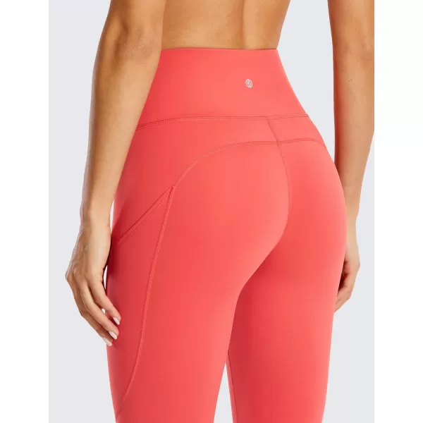 CRZ YOGA Womens Naked Feeling Workout Leggings 25 Inches  High Waisted Yoga Pants with Side Pockets Athletic Running TightsBrick Rose