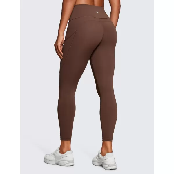 CRZ YOGA Womens Naked Feeling Workout Leggings 25 Inches  High Waisted Yoga Pants with Side Pockets Athletic Running TightsCoffee Brown