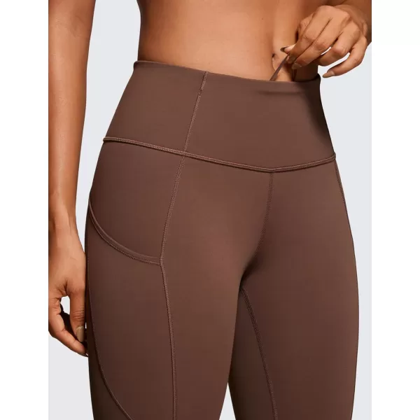 CRZ YOGA Womens Naked Feeling Workout Leggings 25 Inches  High Waisted Yoga Pants with Side Pockets Athletic Running TightsCoffee Brown