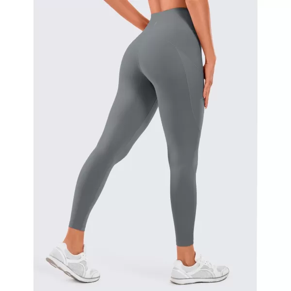 CRZ YOGA Womens Naked Feeling Workout Leggings 25 Inches  High Waisted Yoga Pants with Side Pockets Athletic Running TightsDark Carbon