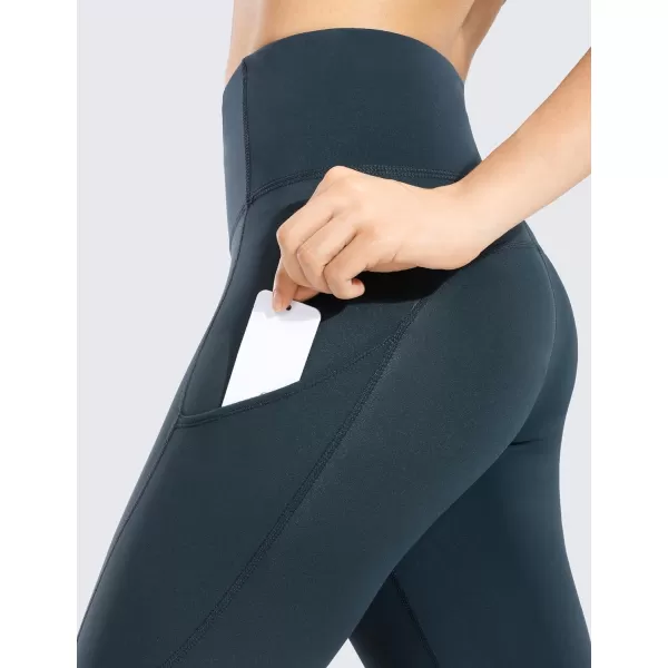 CRZ YOGA Womens Naked Feeling Workout Leggings 25 Inches  High Waisted Yoga Pants with Side Pockets Athletic Running TightsDark Green