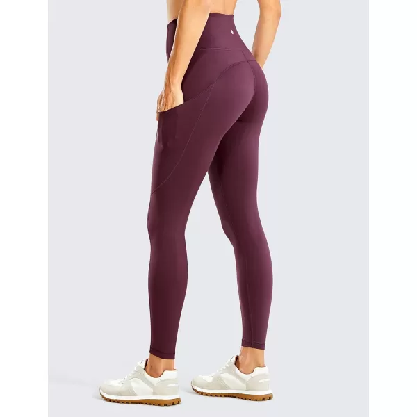 CRZ YOGA Womens Naked Feeling Workout Leggings 25 Inches  High Waisted Yoga Pants with Side Pockets Athletic Running TightsDark Russet