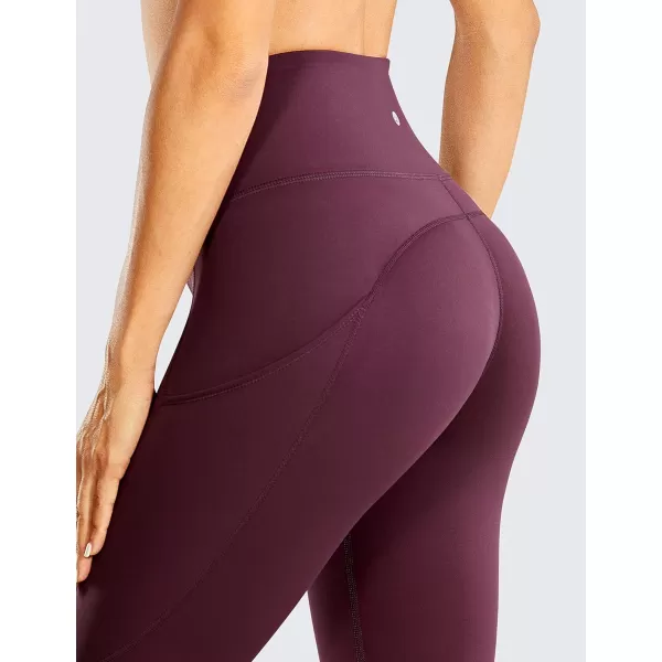 CRZ YOGA Womens Naked Feeling Workout Leggings 25 Inches  High Waisted Yoga Pants with Side Pockets Athletic Running TightsDark Russet