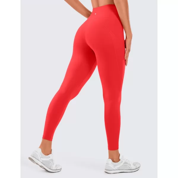 CRZ YOGA Womens Naked Feeling Workout Leggings 25 Inches  High Waisted Yoga Pants with Side Pockets Athletic Running TightsDeep Red