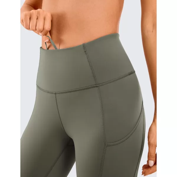 CRZ YOGA Womens Naked Feeling Workout Leggings 25 Inches  High Waisted Yoga Pants with Side Pockets Athletic Running TightsLight Army Green