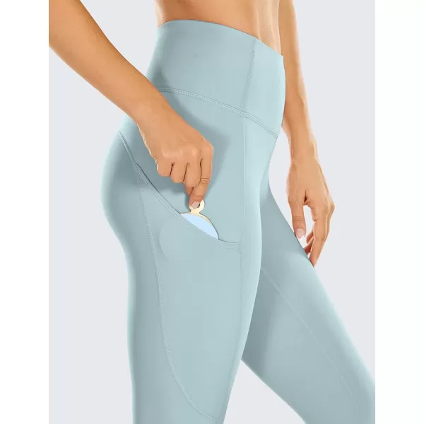 CRZ YOGA Womens Naked Feeling Workout Leggings 25 Inches  High Waisted Yoga Pants with Side Pockets Athletic Running TightsLight Grayish Blue