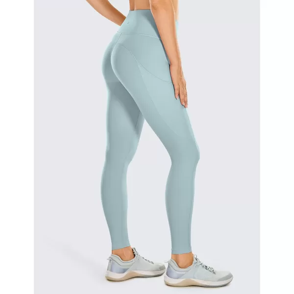 CRZ YOGA Womens Naked Feeling Workout Leggings 25 Inches  High Waisted Yoga Pants with Side Pockets Athletic Running TightsLight Grayish Blue