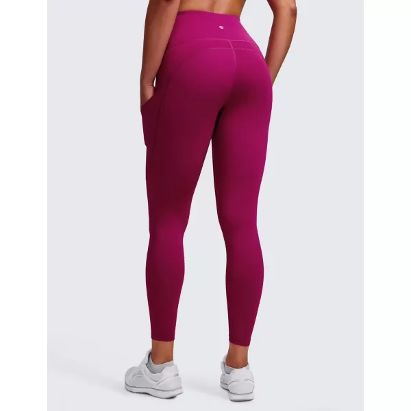 CRZ YOGA Womens Naked Feeling Workout Leggings 25 Inches  High Waisted Yoga Pants with Side Pockets Athletic Running TightsMagenta Purple