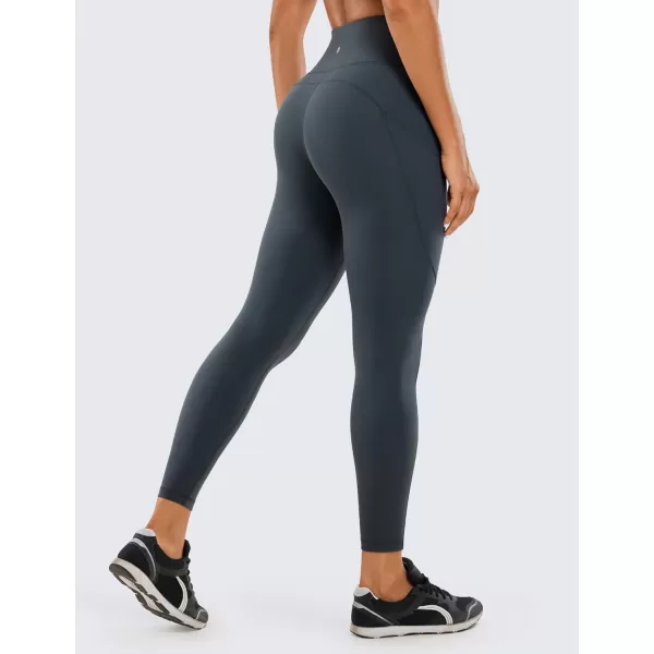 CRZ YOGA Womens Naked Feeling Workout Leggings 25 Inches  High Waisted Yoga Pants with Side Pockets Athletic Running TightsMelanite