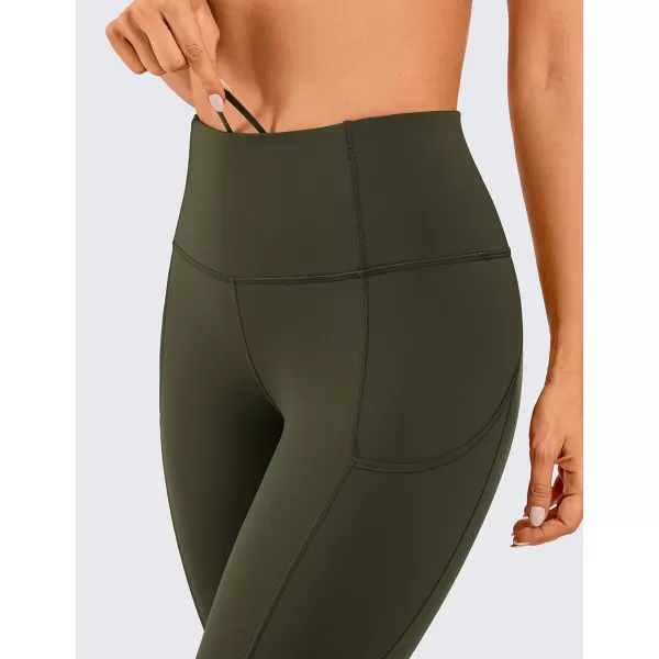 CRZ YOGA Womens Naked Feeling Workout Leggings 25 Inches  High Waisted Yoga Pants with Side Pockets Athletic Running TightsOlive Green