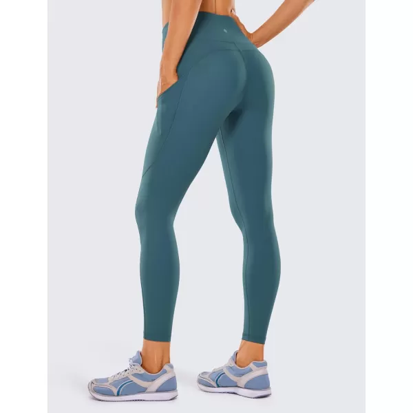 CRZ YOGA Womens Naked Feeling Workout Leggings 25 Inches  High Waisted Yoga Pants with Side Pockets Athletic Running TightsPetrol Blue