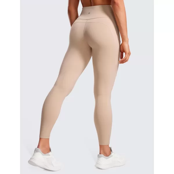 CRZ YOGA Womens Naked Feeling Workout Leggings 25 Inches  High Waisted Yoga Pants with Side Pockets Athletic Running TightsRaw Linen