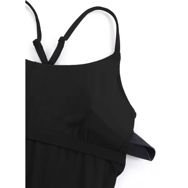 CRZ YOGA Womens One Piece Swimsuits Modest Swim Dress Tummy Control Adjustable YBack Straps Bathing Suit SwimwearBlack