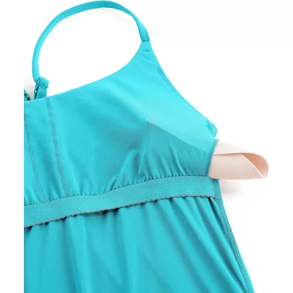 CRZ YOGA Womens One Piece Swimsuits Modest Swim Dress Tummy Control Adjustable YBack Straps Bathing Suit SwimwearTurquoise