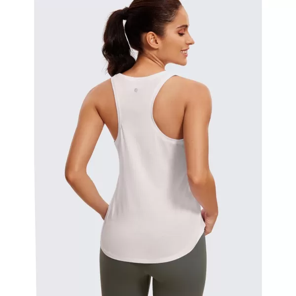 CRZ YOGA Womens Pima Cotton Racerback Workout Tank Tops Lightweight Loose Sleeveless Tops Athletic Gym ShirtsWhite Apricot