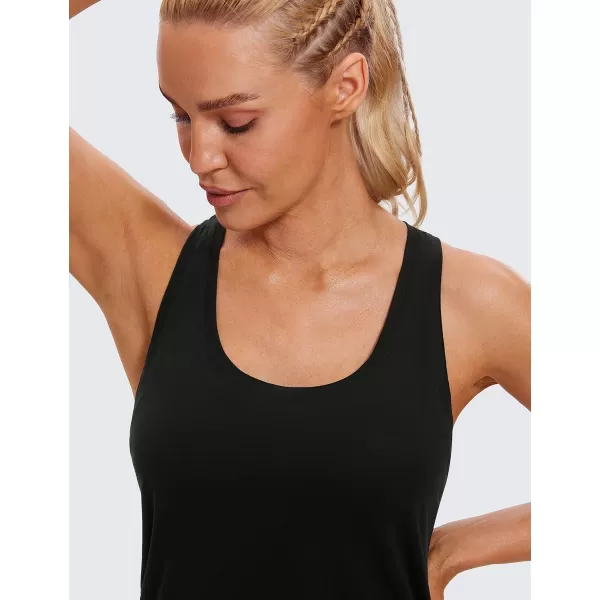 CRZ YOGA Womens Pima Cotton Racerback Workout Tank Tops Scoop Neck Loose Sleeveless Tops Athletic Gym ShirtsBlack