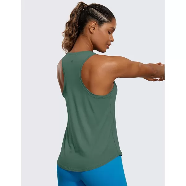 CRZ YOGA Womens Pima Cotton Racerback Workout Tank Tops Scoop Neck Loose Sleeveless Tops Athletic Gym ShirtsGraphite Green