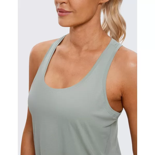 CRZ YOGA Womens Pima Cotton Racerback Workout Tank Tops Scoop Neck Loose Sleeveless Tops Athletic Gym ShirtsJade Grey