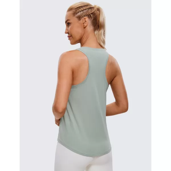 CRZ YOGA Womens Pima Cotton Racerback Workout Tank Tops Scoop Neck Loose Sleeveless Tops Athletic Gym ShirtsJade Grey