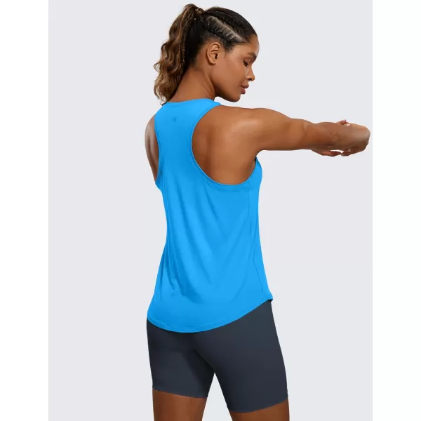 CRZ YOGA Womens Pima Cotton Racerback Workout Tank Tops Scoop Neck Loose Sleeveless Tops Athletic Gym ShirtsMadagascar Blue