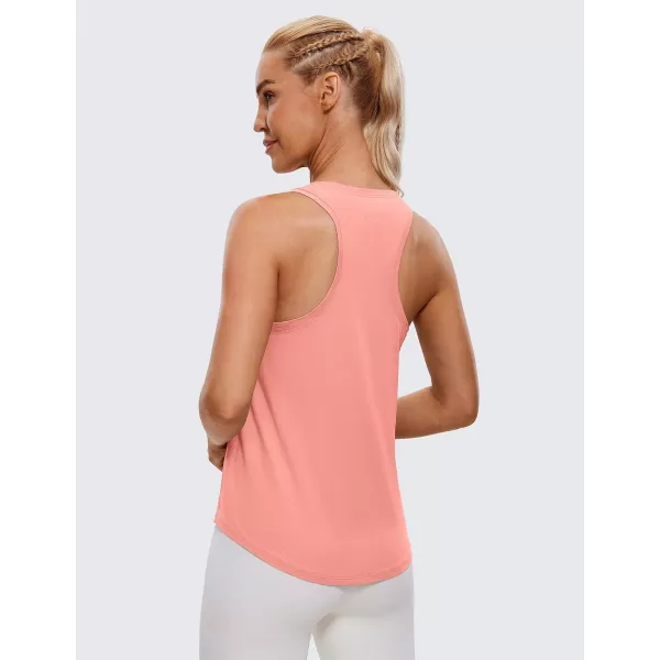 CRZ YOGA Womens Pima Cotton Racerback Workout Tank Tops Scoop Neck Loose Sleeveless Tops Athletic Gym ShirtsPeach Pink