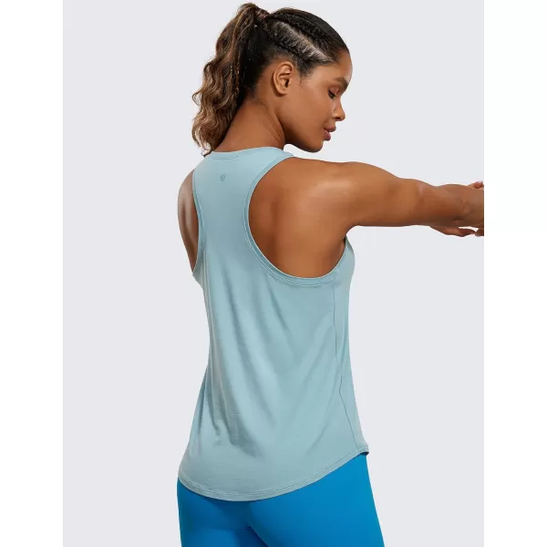 CRZ YOGA Womens Pima Cotton Racerback Workout Tank Tops Scoop Neck Loose Sleeveless Tops Athletic Gym ShirtsPure Blue