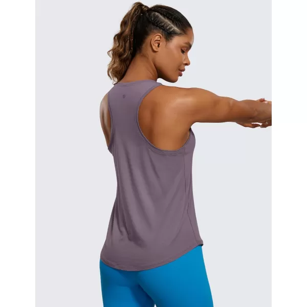 CRZ YOGA Womens Pima Cotton Racerback Workout Tank Tops Scoop Neck Loose Sleeveless Tops Athletic Gym ShirtsPurple Gray