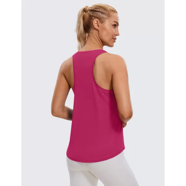 CRZ YOGA Womens Pima Cotton Racerback Workout Tank Tops Scoop Neck Loose Sleeveless Tops Athletic Gym ShirtsSizzling Pink