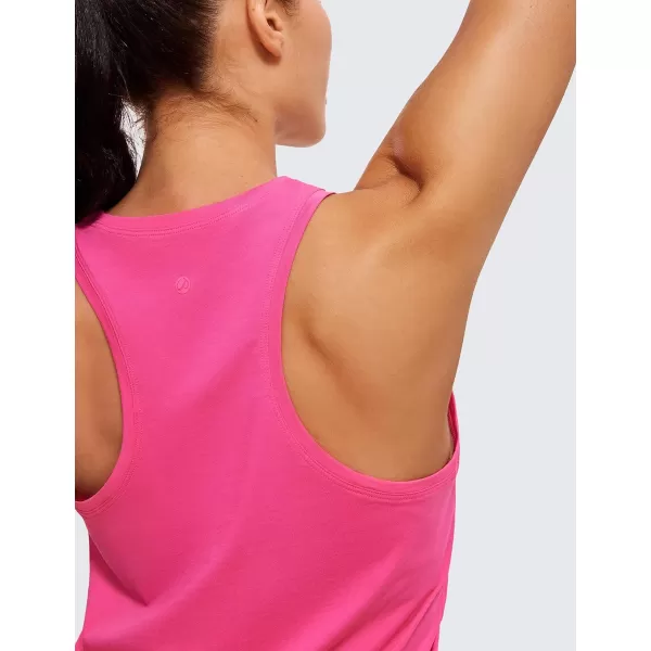 CRZ YOGA Womens Pima Cotton Racerback Workout Tank Tops Scoop Neck Loose Sleeveless Tops Athletic Gym ShirtsSonic Pink