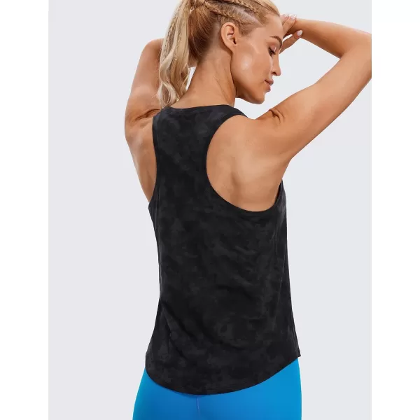 CRZ YOGA Womens Pima Cotton Racerback Workout Tank Tops Scoop Neck Loose Sleeveless Tops Athletic Gym ShirtsTie Dye Smoke Ink