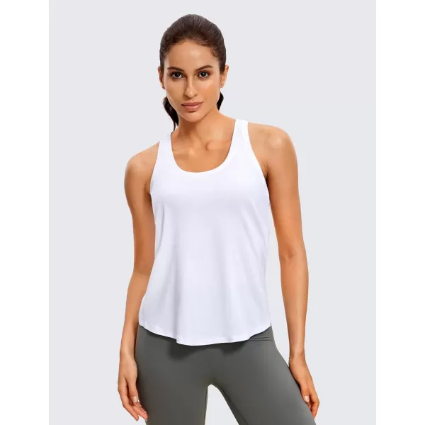 CRZ YOGA Womens Pima Cotton Racerback Workout Tank Tops Scoop Neck Loose Sleeveless Tops Athletic Gym ShirtsWhite