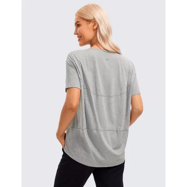 CRZ YOGA Womens Pima Cotton Short Sleeve Shirts Loose Fit Gym Workout TShirt Athletic Casual TopsHeathered Medium Grey