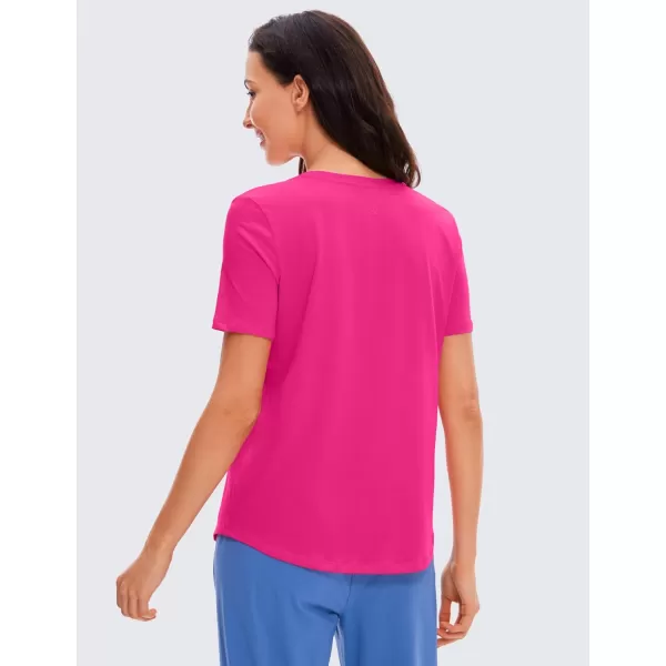 CRZ YOGA Womens Pima Cotton Short Sleeve Workout Shirt Yoga TShirt Athletic Tee TopGranita Pink