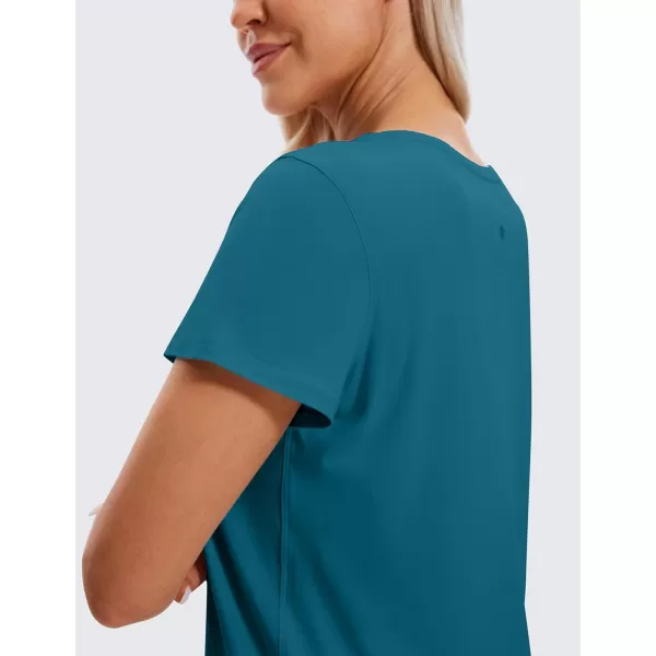 CRZ YOGA Womens Pima Cotton Short Sleeve Workout Shirt Yoga TShirt Athletic Tee TopGreen Jade