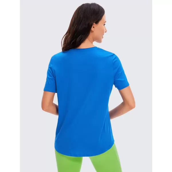 CRZ YOGA Womens Pima Cotton Short Sleeve Workout Shirt Yoga TShirt Athletic Tee TopSparkle Blue