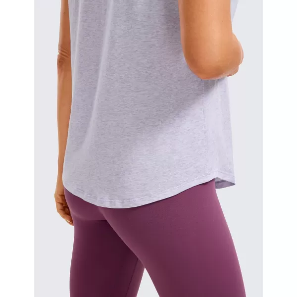 CRZ YOGA Womens Pima Cotton Short Sleeve Workout Shirt Yoga TShirt Athletic Tee TopViolet Ash